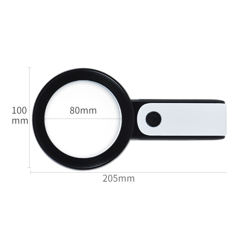 30 Times 18 LED Cool Warm Light HD Elderly Reading Repair Glass Magnifier(Black White) - Hand Held Style by PMC Jewellery | Online Shopping South Africa | PMC Jewellery | Buy Now Pay Later Mobicred