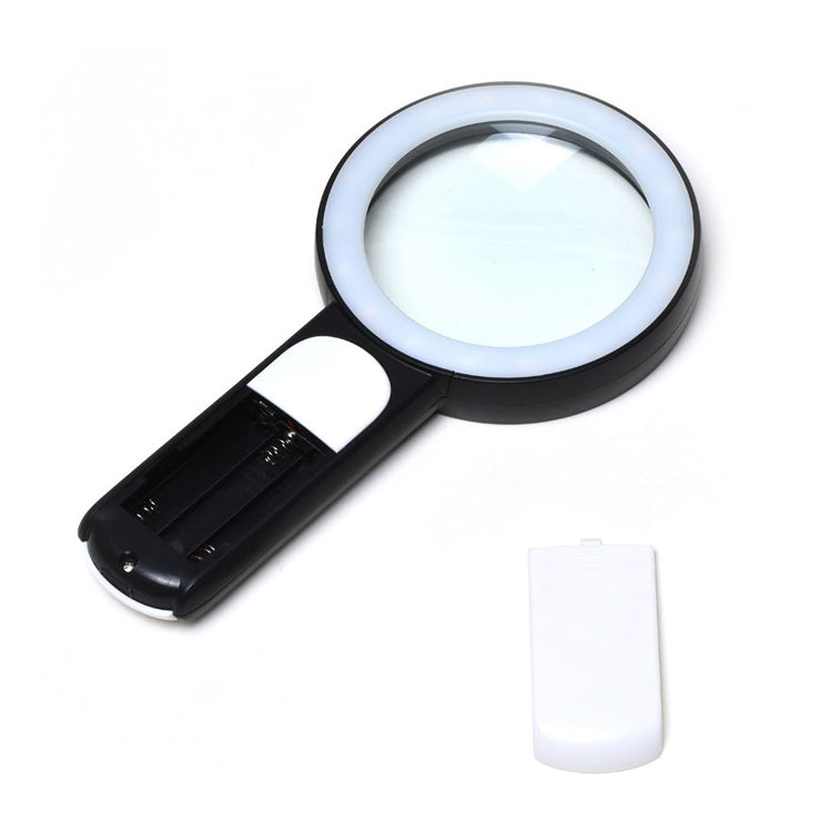 30 Times 18 LED Cool Warm Light HD Elderly Reading Repair Glass Magnifier(Gray White) - Hand Held Style by PMC Jewellery | Online Shopping South Africa | PMC Jewellery | Buy Now Pay Later Mobicred