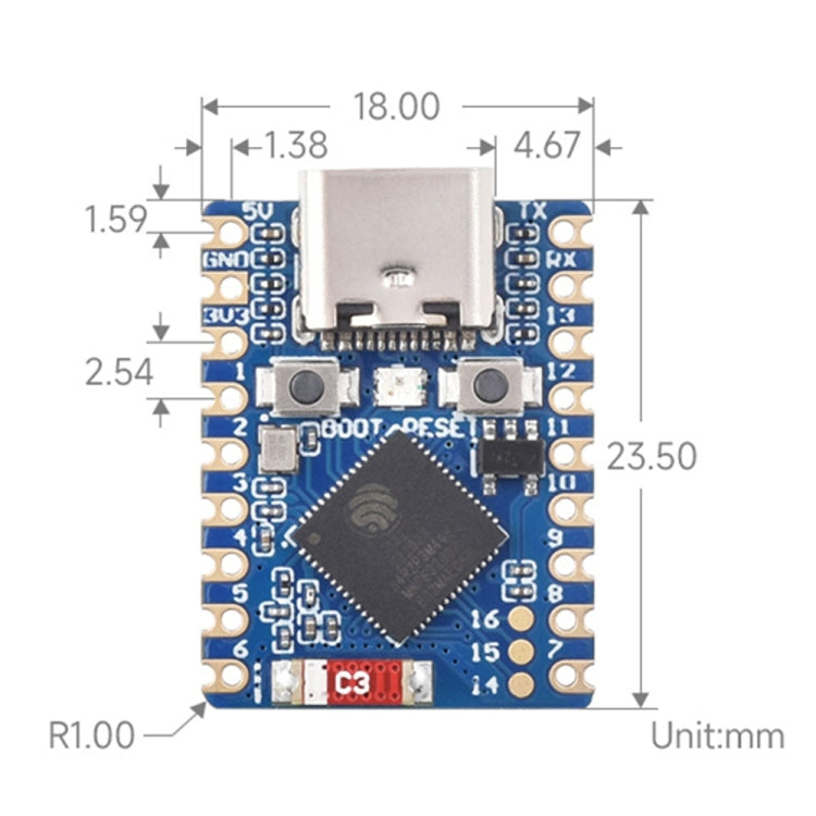 Waveshare ESP32-S3 Mini Development Board, Based On ESP32-S3FH4R2 Dual-Core Processor with Header - Boards & Shields by Waveshare | Online Shopping South Africa | PMC TechLife | Buy Now Pay Later Mobicred