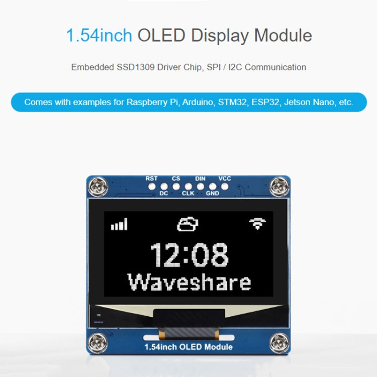 Waveshare 1.54 Inch OLED Display Module, 128��64 Resolution, SPI / I2C Communication(Blue) - free shipping - PMC TechLife - Order now!