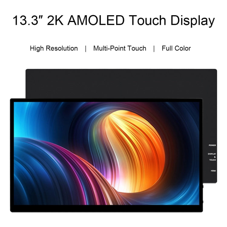 Waveshare 13.3 Inch 2K 2560×1440 HDMI/Type-C Display Interface AMOLED Touch Display(US Plug) - Modules Expansions Accessories by Waveshare | Online Shopping South Africa | PMC Jewellery | Buy Now Pay Later Mobicred