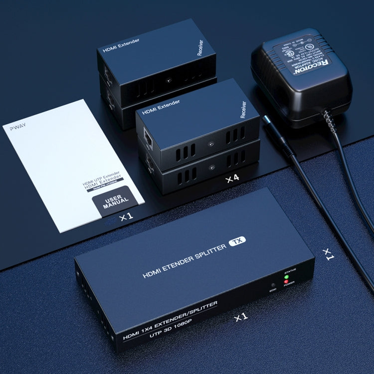 60m 1x4 HDMI Splitter POC Distribution Extender Supports 1080P@60Hz, Plug: AU Plug - free shipping - PMC Jewellery - Order now!