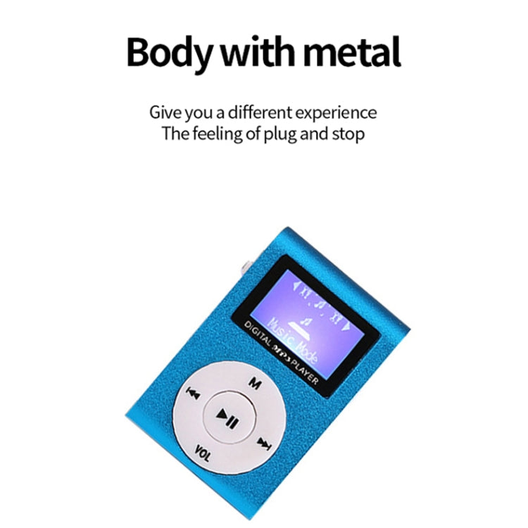 128M+Earphone+Cable Mini Lavalier Metal MP3 Music Player with Screen(Silver Gray) - MP3 Player by PMC TechLife | Online Shopping South Africa | PMC TechLife
