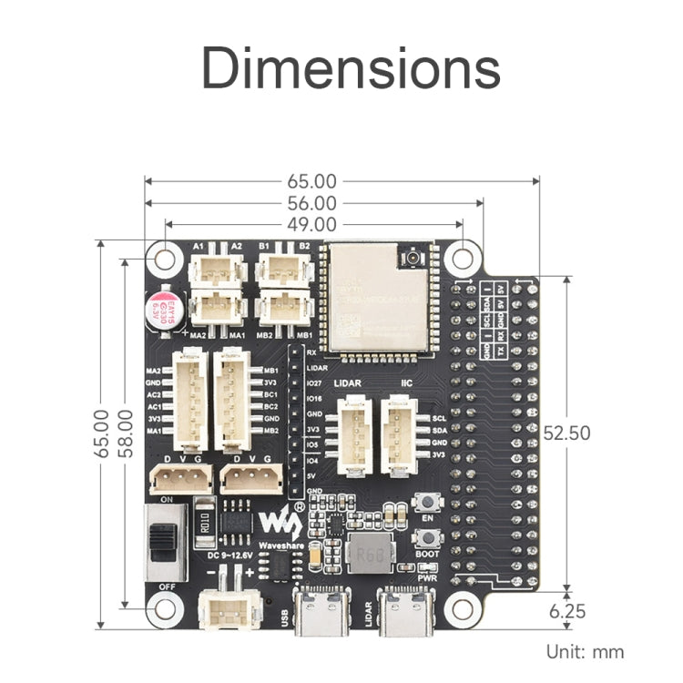 Waveshare 23730 ESP32 Multi-Functional General Driver Board For Robots, Supports WIFI/Bluetooth/ESP-NOW - Modules Expansions Accessories by Waveshare | Online Shopping South Africa | PMC TechLife | Buy Now Pay Later Mobicred