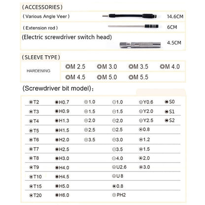 Obadun 9800 58 in 1 Screwdriver Set Manual CRV Batch Mobile Phone Disassembly Glasses Repair Tool(Yellow) - Screwdriver Set by Obadun | Online Shopping South Africa | PMC Jewellery | Buy Now Pay Later Mobicred