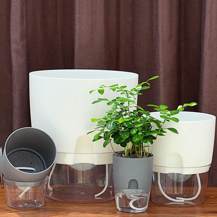Transparent Plastic Double-Layer Water Storage Automatic Water-Absorbing Flowerpot, Size: A703 Caliber 8.2cm(Gray Transparent Basin) - Flower Pots & Planters by PMc TechLife | Online Shopping South Africa | PMc TechLife | Buy Now Pay Later Mobicred