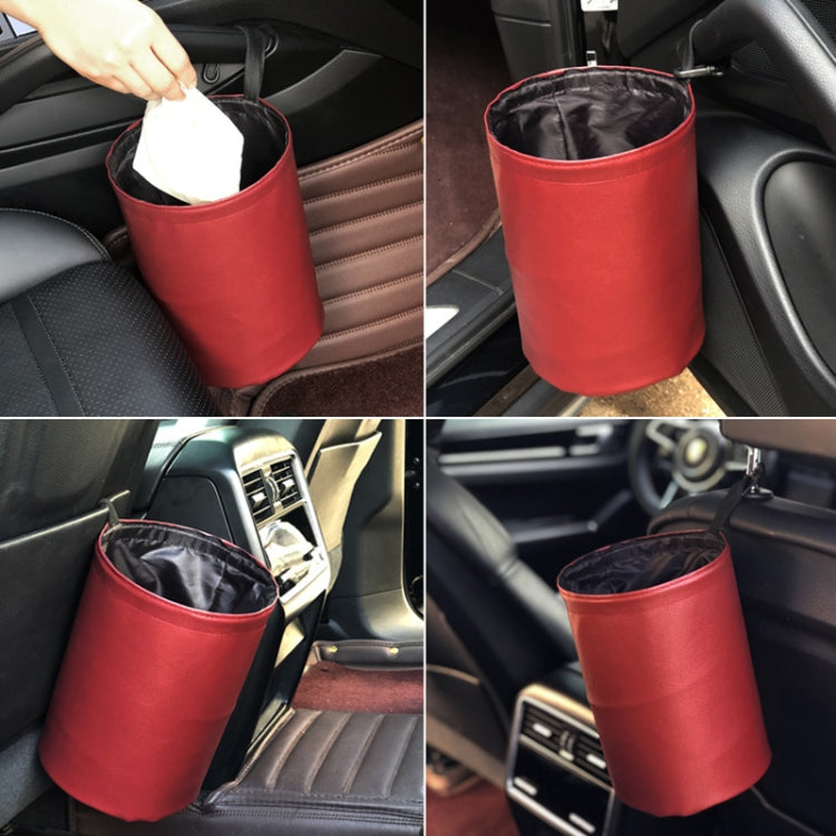 2 PCS Leather Foldable Car Trash Can Mini Chair Back Suspended Waterproof Trash Can(Wine Red) - Stowing Tidying by PMC TechLife | Online Shopping South Africa | PMC TechLife | Buy Now Pay Later Mobicred
