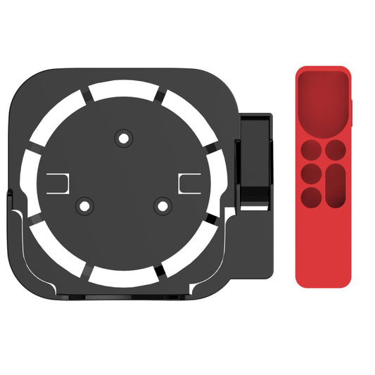 JV06T Set Top Box Bracket + Remote Control Protective Case Set for Apple TV(Black + Red) - Apple TV Accessories by PMC Jewellery | Online Shopping South Africa | PMC Jewellery | Buy Now Pay Later Mobicred