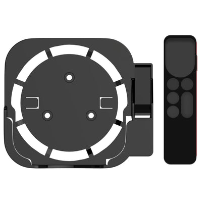 JV06T Set Top Box Bracket + Remote Control Protective Case Set for Apple TV(Black + Black) - Apple TV Accessories by PMC Jewellery | Online Shopping South Africa | PMC Jewellery | Buy Now Pay Later Mobicred