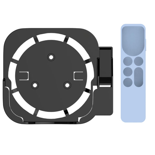 JV06T Set Top Box Bracket + Remote Control Protective Case Set for Apple TV(Black + Sky Blue) - Apple TV Accessories by PMC Jewellery | Online Shopping South Africa | PMC Jewellery | Buy Now Pay Later Mobicred