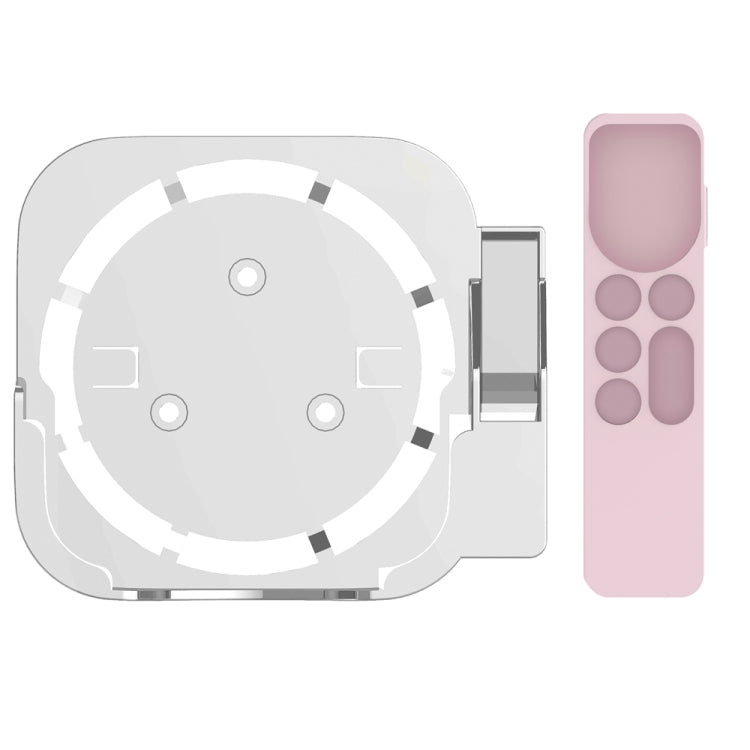 JV06T Set Top Box Bracket + Remote Control Protective Case Set for Apple TV(White + Pink) - Apple TV Accessories by PMC Jewellery | Online Shopping South Africa | PMC Jewellery | Buy Now Pay Later Mobicred