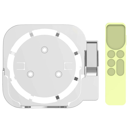 JV06T Set Top Box Bracket + Remote Control Protective Case Set for Apple TV(White + Fluorescent Green) - Apple TV Accessories by PMC Jewellery | Online Shopping South Africa | PMC Jewellery | Buy Now Pay Later Mobicred