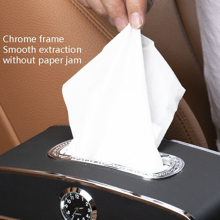 Car Clock Tissue Box Multi-Function Vehicle Instrument Table Paper Towel Box, Style: With Clock (Mocha Brown) - Tissue Boxes by PMC TechLife | Online Shopping South Africa | PMC TechLife | Buy Now Pay Later Mobicred