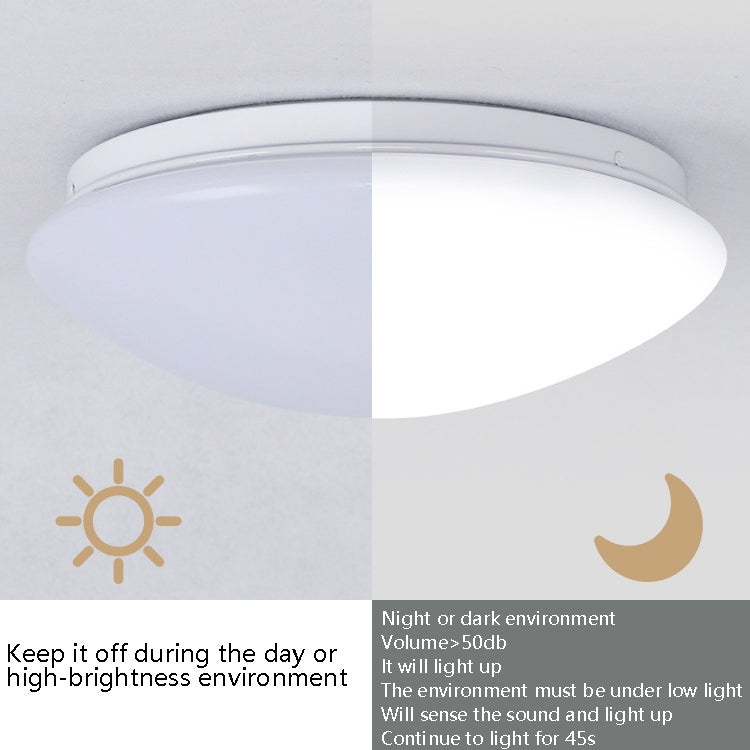LED Sound Light Control Ceiling Lamp Round Corridor Intelligent Sensor Lamp, Power source: 24W 400mm(Warm White) - free shipping - PMC TechLife - Order now!