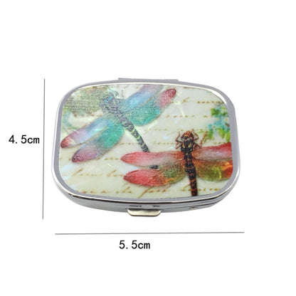 2 PCS Y10336 Two-Compartment Metal Portable Pill Box(Dragonfly) - Pill Boxes by PMC Jewellery | Online Shopping South Africa | PMC Jewellery