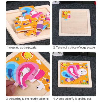 3 PCS Kids Wooden Cartoon Puzzle Jigsaw Toy Early Educational Toys(Crab) - Puzzle Toys by PMC Jewellery | Online Shopping South Africa | PMC Jewellery