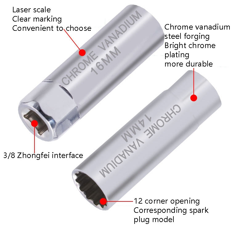 Car Spark Plug Sleeve Wrench Thin Flames Disassembly Tool, Specification: 14mm (Magnetic) - Hand Tool Sets by PMC Jewellery | Online Shopping South Africa | PMC Jewellery | Buy Now Pay Later Mobicred