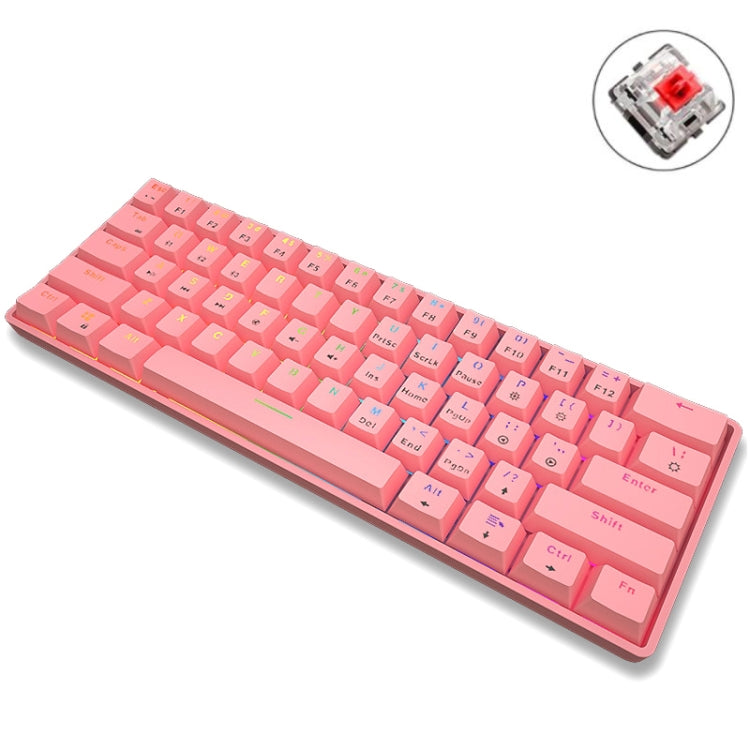 LEAVEN K28 61 Keys Gaming Office Computer RGB Wireless Bluetooth + Wired Dual Mode Mechanical Keyboard, Cabel Length:1.5m, Colour: Red Axis (Pink) - Wireless Keyboard by LEAVEN | Online Shopping South Africa | PMC Jewellery | Buy Now Pay Later Mobicred