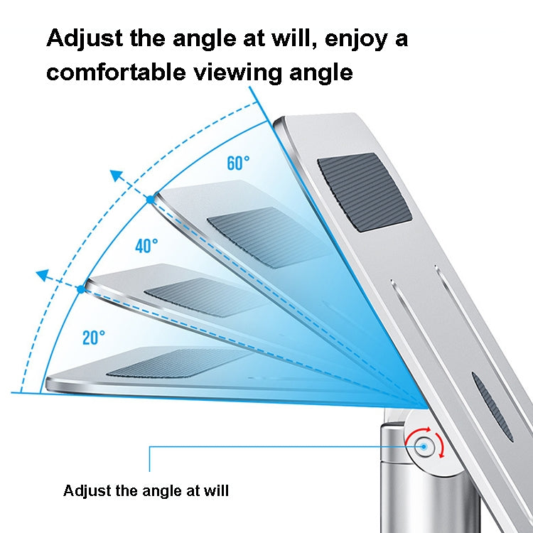Oatsbasf 03597 Aluminum Alloy Notebook Heightening Bracket Notebook Computer Lifting Heat Dissipation Bracket Mobile Folding Table,Style: Elite Version-Gray - free shipping - PMC Jewellery - Order now!