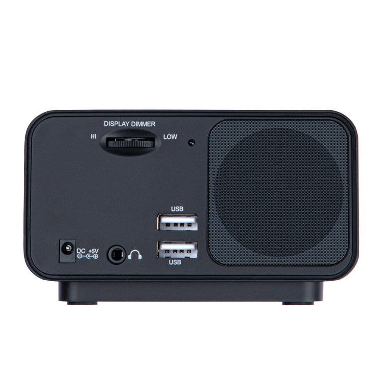 LED Digital Bedroom Alarm Clock With USB Charging Port Clock Radio Temperature Electronic Platform Clock, Specification: EU Plug(Black) - Alarm Clocks by PMc TechLife | Online Shopping South Africa | PMc TechLife | Buy Now Pay Later Mobicred