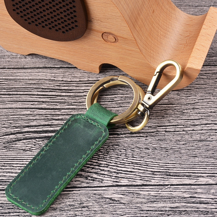 2 PCS Handmade Crazy Horse Leather Retro Keychain Car Couple Keychain, Specification: Double Ring(Ink Green) - Key Rings by PMC TechLife | Online Shopping South Africa | PMC TechLife | Buy Now Pay Later Mobicred