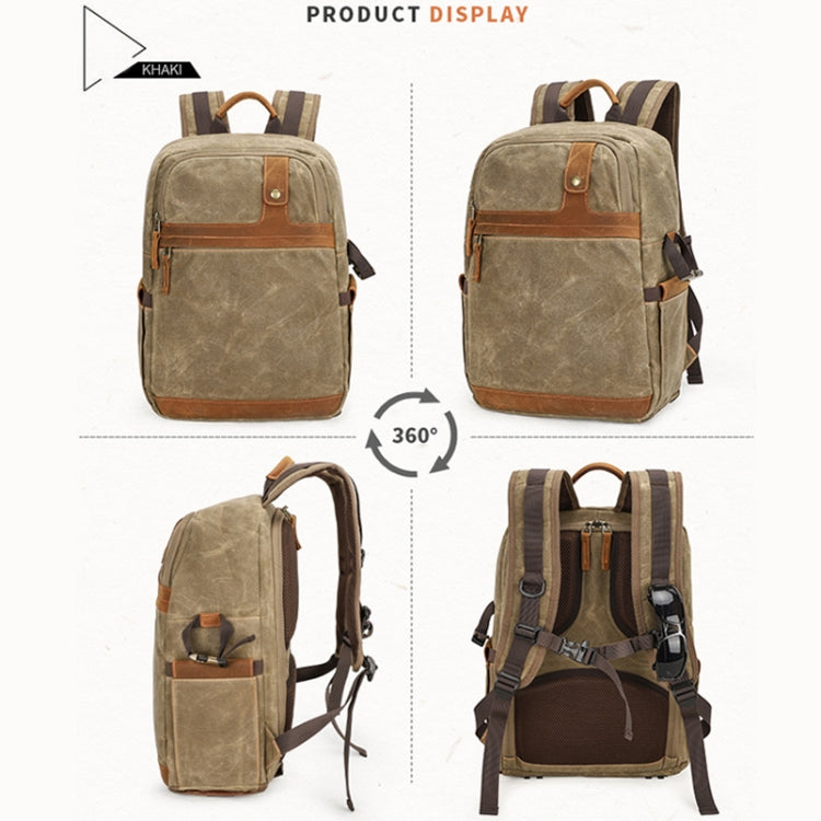 D1383 Outdoor SLR Digital Camera Backpack Waterproof Batik Canvas Camera Bag(Gray) - Backpack by PMC TechLife | Online Shopping South Africa | PMC TechLife | Buy Now Pay Later Mobicred