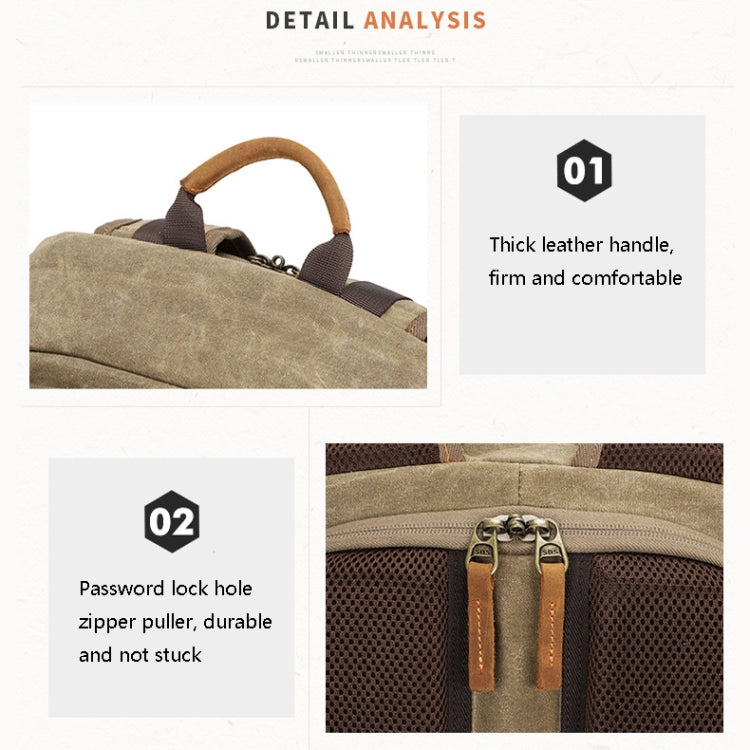 D1383 Outdoor SLR Digital Camera Backpack Waterproof Batik Canvas Camera Bag(Gray) - Backpack by PMC TechLife | Online Shopping South Africa | PMC TechLife | Buy Now Pay Later Mobicred