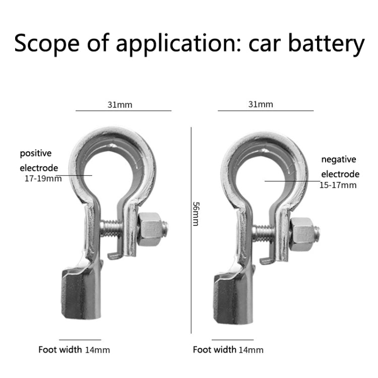 1 Pair T007 Brass Plating Tin Car Battery Pile Head Battery Terminal Connector Cable Junction Head - Booster Cable & Clip by PMC Jewellery | Online Shopping South Africa | PMC Jewellery | Buy Now Pay Later Mobicred