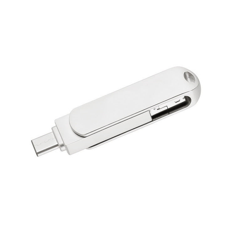 32GB USB 3.0 + 8 Pin + USB-C / Type-C 3 in 1 Phone Computer Rotatable Metal U-Disk - USB Flash Drives by PMC Jewellery | Online Shopping South Africa | PMC Jewellery | Buy Now Pay Later Mobicred