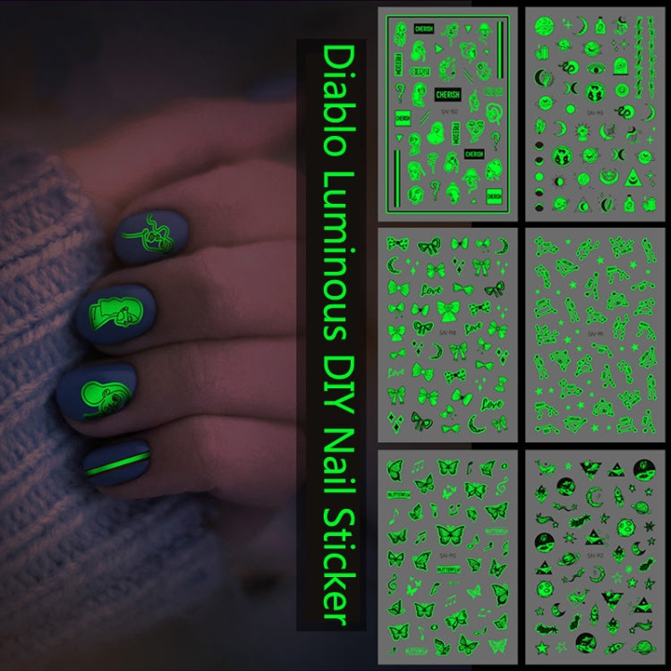 10 PCS Waterproof Sweat Proof Environmental Luminous DIY Nail Stickers(SN-148) - Nail Stickers by PMC Jewellery | Online Shopping South Africa | PMC Jewellery | Buy Now Pay Later Mobicred