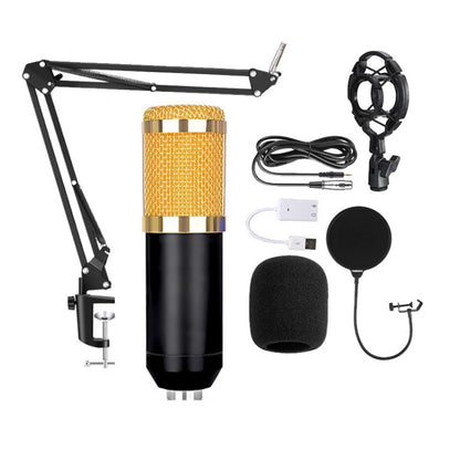 BM800 Condenser Microphone Set With USB Sound Card(Black And  Golden Net) - Microphone by PMC Jewellery | Online Shopping South Africa | PMC Jewellery | Buy Now Pay Later Mobicred