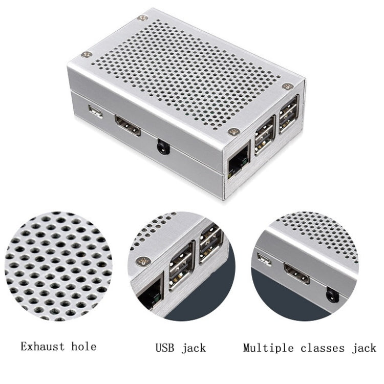 Aluminum Alloy Shell Grid Cooling Box For Raspberry Pi 3 Model B Pi 2/B + Black - Raspberry Pi Accessories by PMC Jewellery | Online Shopping South Africa | PMC Jewellery | Buy Now Pay Later Mobicred