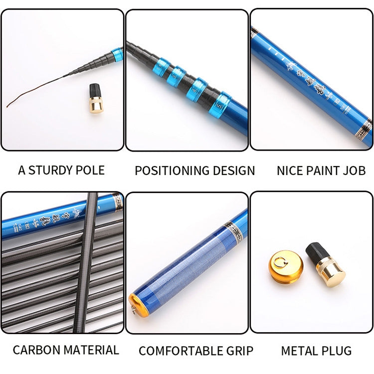 Carbon Short Section Fishing Rod Short Section Positioning Handle Rod, Length: 3.6m(Blue) - Fishing Rods & Accessories by PMC TechLife | Online Shopping South Africa | PMC TechLife | Buy Now Pay Later Mobicred