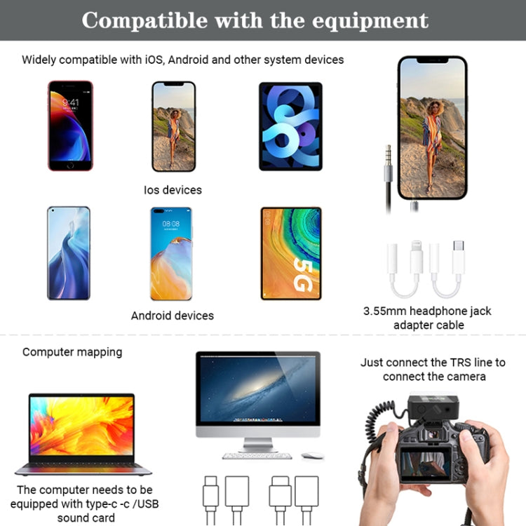MAMEN KT-W1 Live Single-Reverse Camera Microphone, Specification: 2 in 1 - free shipping - PMC TechLife - Order now!