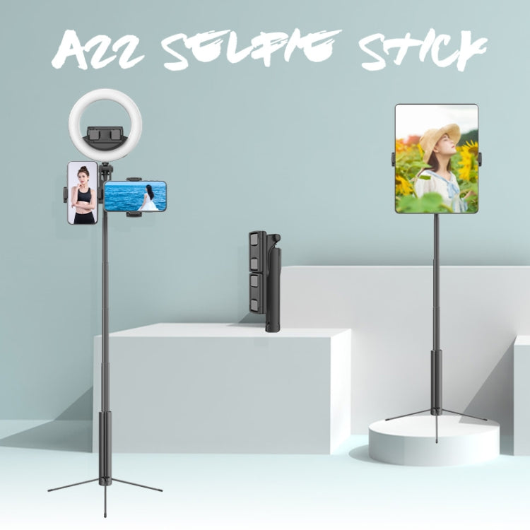 CYKE A22 Bluetooth Remote Control With Tripod Photo Live Bracket A22-80CM-Black (Dual Camera) - Selfie Sticks by CYKE | Online Shopping South Africa | PMC Jewellery | Buy Now Pay Later Mobicred