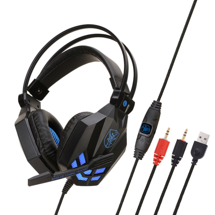 Soyto SY850MV Luminous Gaming Computer Headset For PC (Black Blue) - Multimedia Headset by Soyto | Online Shopping South Africa | PMC Jewellery | Buy Now Pay Later Mobicred