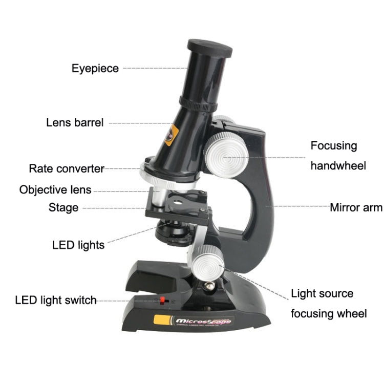 C2119 Children Early Education HD 450X Microscope Toy(Black) - Digital Microscope by PMC Jewellery | Online Shopping South Africa | PMC Jewellery | Buy Now Pay Later Mobicred