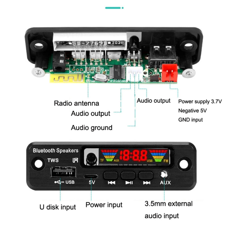 2 PCS TWS Wireless Bluetooth MP3 Decoder Board - Car MP3 & MP4 & MP5 by PMC Jewellery | Online Shopping South Africa | PMC Jewellery | Buy Now Pay Later Mobicred