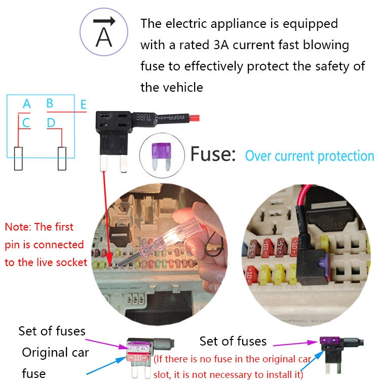 C301 12V to 5V Car ACC Takes Electricity Buck Cables, Model: Buckle + 4 x Take Appliance - Cables & Connectors by PMC Jewellery | Online Shopping South Africa | PMC Jewellery | Buy Now Pay Later Mobicred