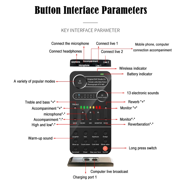 K9 Set Voice Changer Game Live Broadcast Mobile Computer Sound Card - Live Sound Effects Processors by PMC TechLife | Online Shopping South Africa | PMC TechLife | Buy Now Pay Later Mobicred