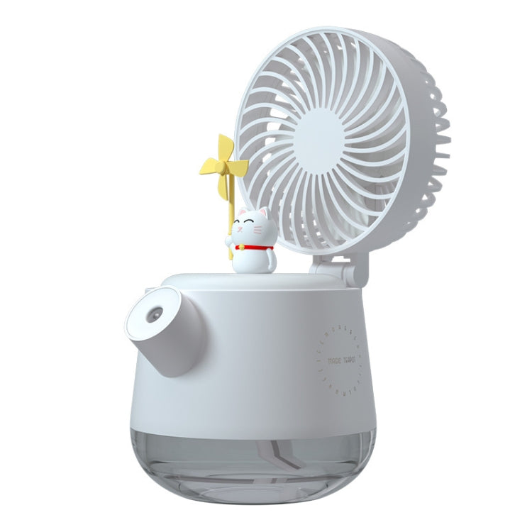 A04a USB Cute Pet Kettle Spray Desktop Fan(White Lucky Cat) - Electric Fans by PMC Jewellery | Online Shopping South Africa | PMC Jewellery | Buy Now Pay Later Mobicred