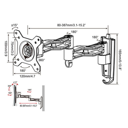 Gibbon Mounts L33 Monitor Bracket Wall Mounting Telescopic Rotating Aluminum Alloy TV Hanger - TV Brackets & Mounts by Gibbon Mounts | Online Shopping South Africa | PMC Jewellery | Buy Now Pay Later Mobicred