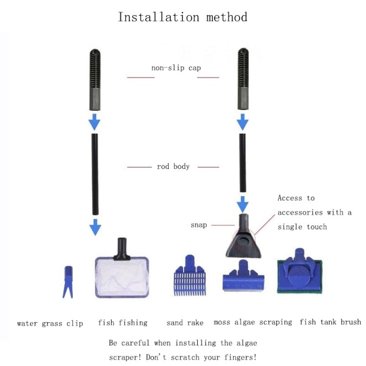 Fish Tank Aquarium 5-in-1 Cleaning Tool Set - Cleaning Tools by PMC TechLife | Online Shopping South Africa | PMC TechLife