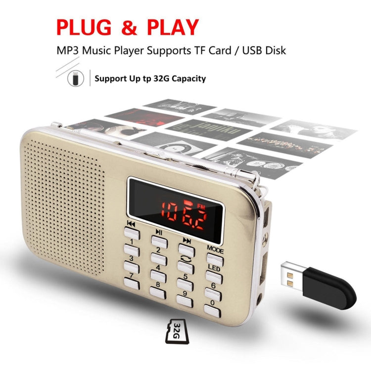 L-218AM  MP3 Radio Speaker Player Support TF Card USB with LED Flashlight Function(Red) - Radio Player by PMC Jewellery | Online Shopping South Africa | PMC Jewellery | Buy Now Pay Later Mobicred