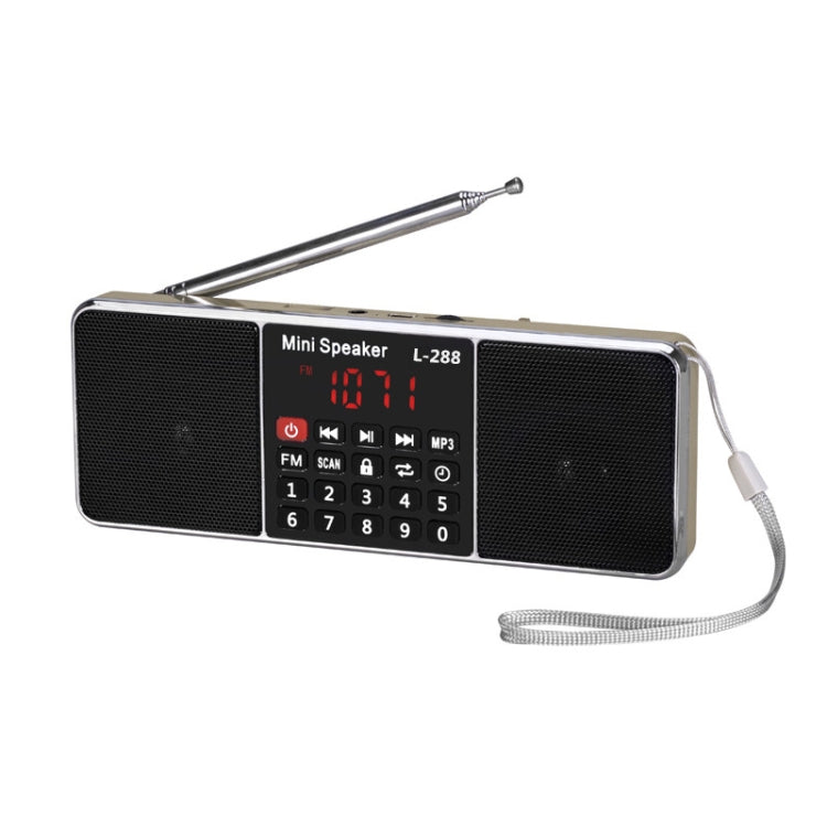 L-288FM Dual Speaker Radio MP3 Player Support TF Card/U Disk with LED Display(Gold) - Radio Player by PMC Jewellery | Online Shopping South Africa | PMC Jewellery | Buy Now Pay Later Mobicred