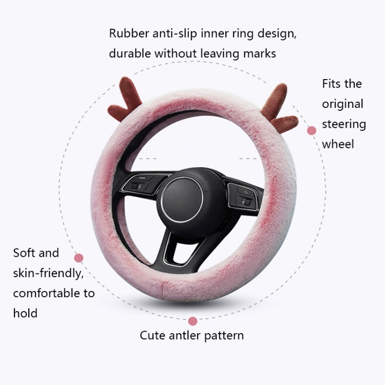 Antler Thick Plush Steering Wheel Cover, Style: D Type (Black) - free shipping - PMC TechLife - Order now!
