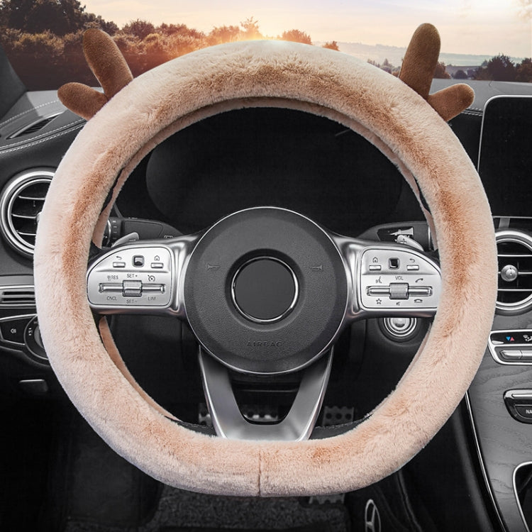 Antler Thick Plush Steering Wheel Cover, Style: D Type (Camel) - Steering Wheel Accessories by PMC TechLife | Online Shopping South Africa | PMC TechLife | Buy Now Pay Later Mobicred