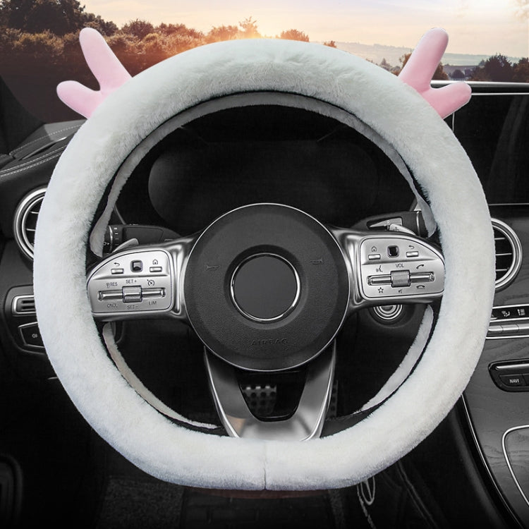 Antler Thick Plush Steering Wheel Cover, Style: D Type (White) - free shipping - PMC TechLife - Order now!