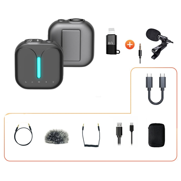 Outdoor Professional Noise-cancelling Wireless Lavalier Microphone Type-C+Apple Adapter+External Microphone - Microphone by elebest | Online Shopping South Africa | PMC Jewellery | Buy Now Pay Later Mobicred