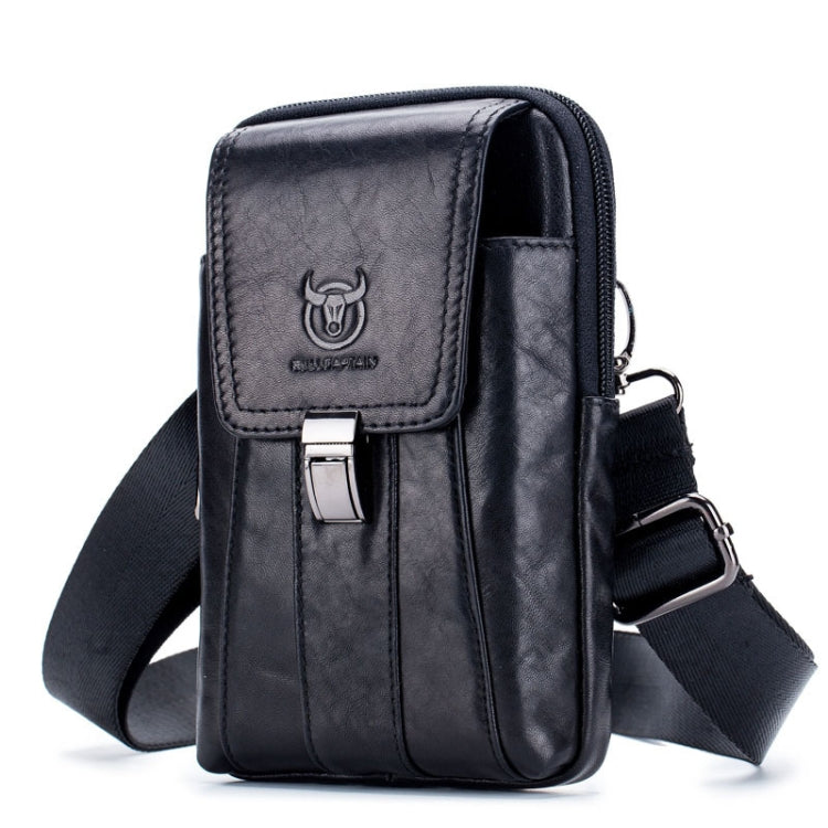 BULL CAPTAIN Multifunctional Leather Mobile Phone Small Waist Bag For Men(Vertical Black) - free shipping - PMC TechLife - Order now!
